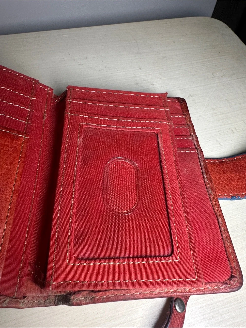 Fossil y2k leather Compact Multicolor Patterned Women’s Wallet with Red Trim